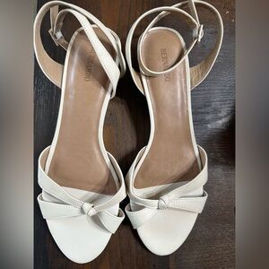 Bernardo Ivory Leather Knotted-Strap Heels